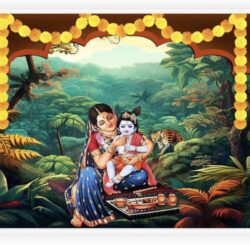 Krishna-Yashoda Mata Cloth backdrop Design-1