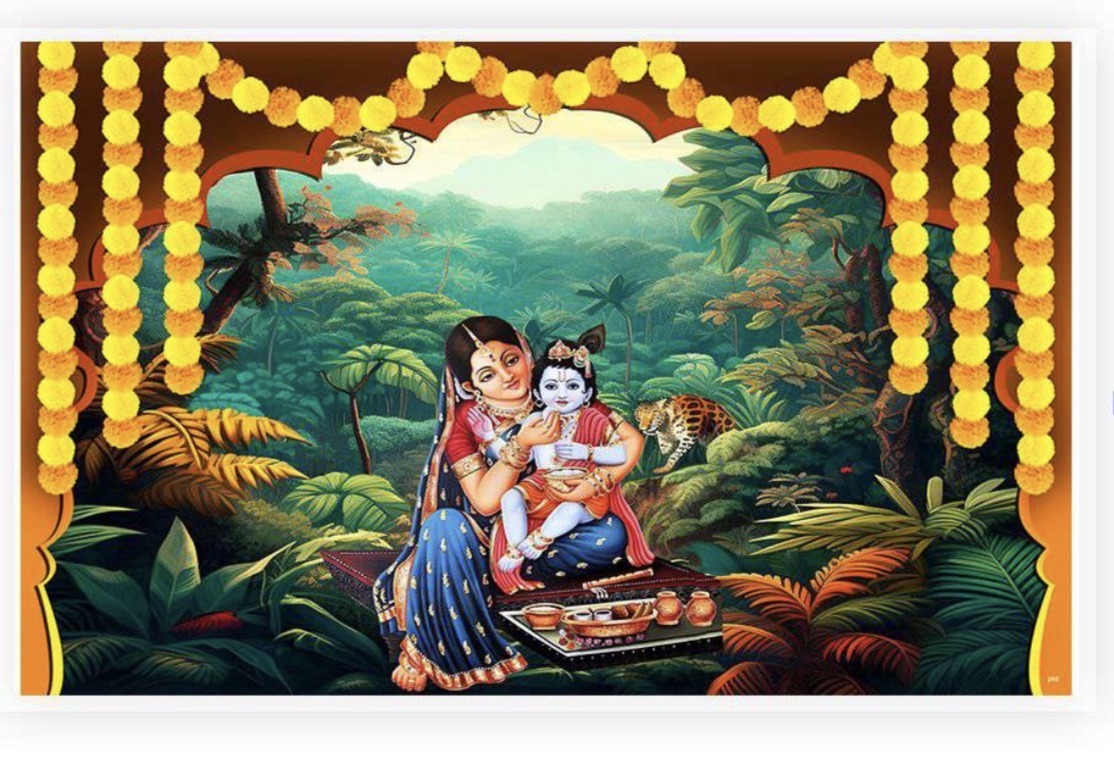 Krishna-Yashoda Mata Cloth backdrop Design-1