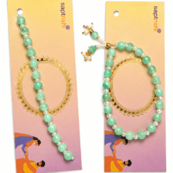 Green Glass Bead Bhai Bhabhi Rakhi Set