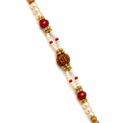 Rudraksha and White bead Rakhi No. 28