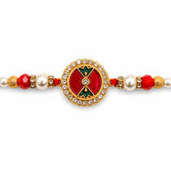Red Green White Beaded Rakhi