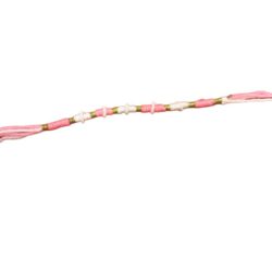 Baby Pink and White Handmade Rakhi With White Beads