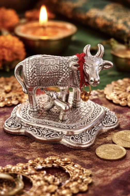 German Silver Kamdhenu Cow - Image 2
