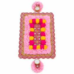 Pink Floral Kundan Diya Decorative Rangoli – Design No. 10