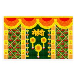 Mehndi Marigold Green Backdrop | Design 11