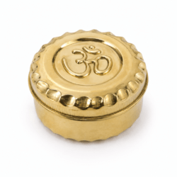 Brass Om Kumkum Dabbi with Lid – Traditional Pooja Container