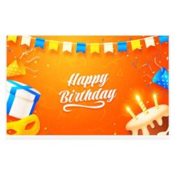 Orange Happy Birthday Backdrop Design 33 |