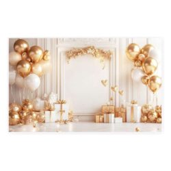 Gold & White Balloon Party Backdrop Design 35 |