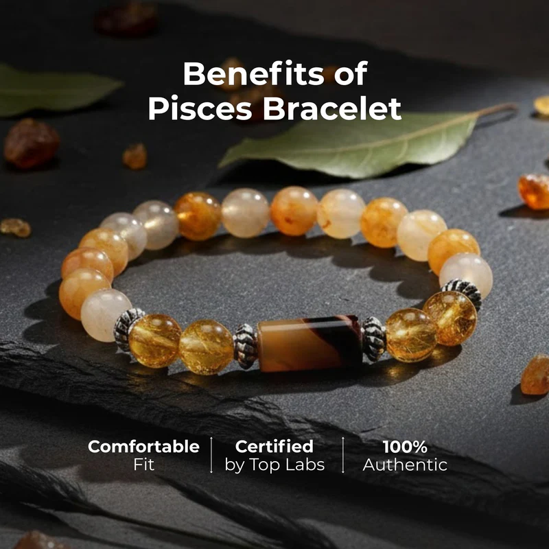 Pisces Zodiac (Meen Rashi) Gems Bracelet with Certificate - Image 4