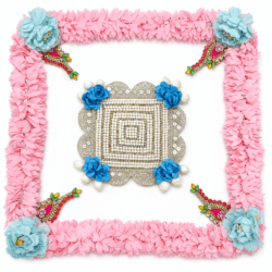 Pink & Blue Floral Mirror Decorative Rangoli – Design No. 5