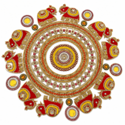 Royal Elephant Kundan Decorative Rangoli – Design No. 1
