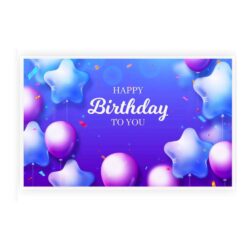 Blue Purple Happy Birthday Balloon Backdrop |Design 7