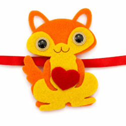 Cute Orange Fox Kids Rakhi with Heart