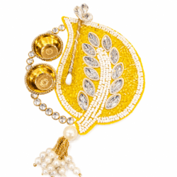 Yellow Leaf Shape Decorative Tilak Plate | Pooja Thali Design17