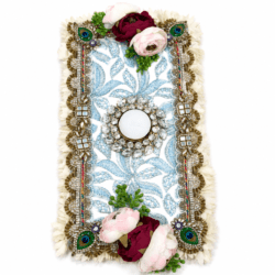 Peacock Floral Mirror Tealight Decorative Rangoli – Design No. 6