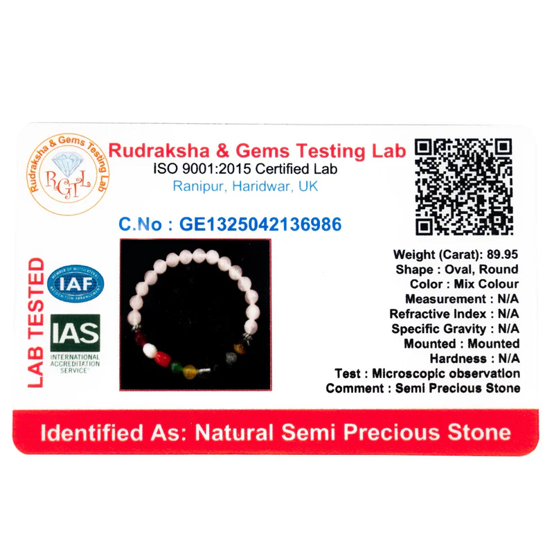 Navratan Rose Quartz Bracelet with Certificate - Image 4