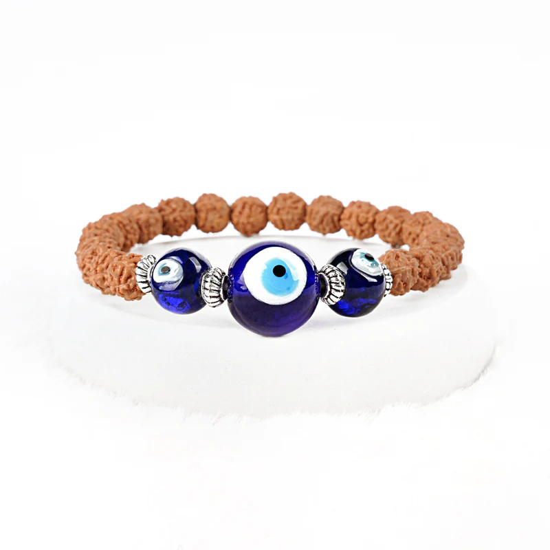 Evil Eye Bracelet with Rudraksha – Certified Protection Bracelet - Image 3