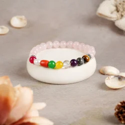 Navratan Rose Quartz Bracelet with Certificate