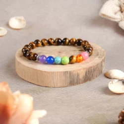 7 Chakra with Tiger Eye Bracelet with Certificate 