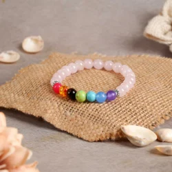 7 Chakra Bracelet with Rose Quartz & Certificate