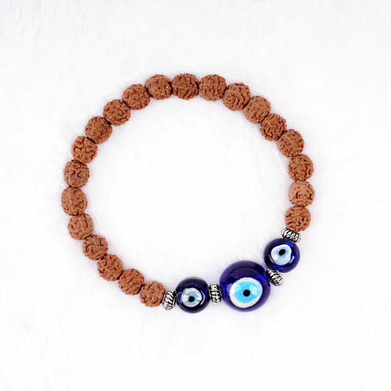 Evil Eye Bracelet with Rudraksha – Certified Protection Bracelet - Image 2