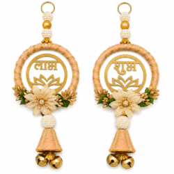 Peach Golden Lotus Shubh Labh  | Design 35