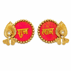Red & Golden Round Shubh Labh Design 17