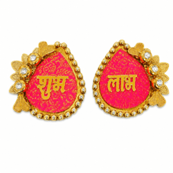 Red & Golden Waterdrop Shubh Labh Design 19