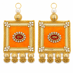 Yellow Square Shape with Kundan Detailing Design 22