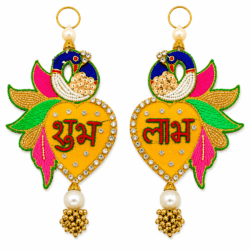 Yellow & Red Peacock Shubh Labh Decoration | Design 6
