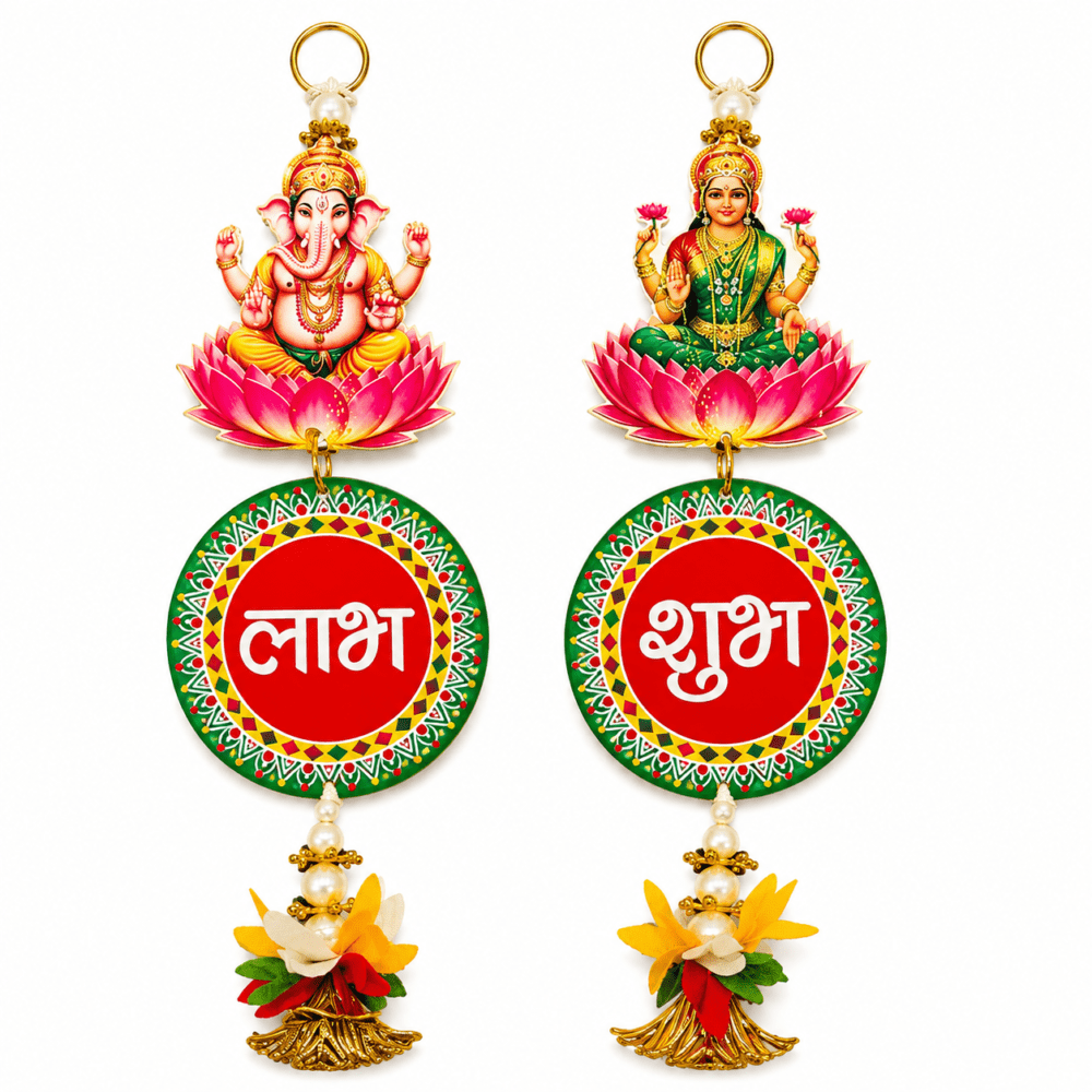 Red Ganesha Lakshmi Shubh Labh Decoration Design 4