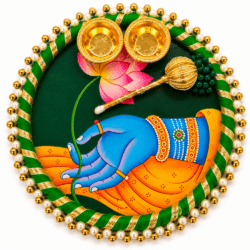 Krishna Pichwai Art Tilak Plate Design 15 | Pooja Thali