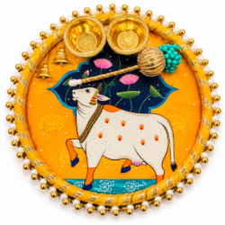 Pichwai Art Decorative Tilak Plate |  Pooja Thali Design 10