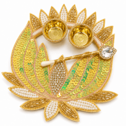 Golden & White Decorative Tilak Plate | Pooja Thali Design 2