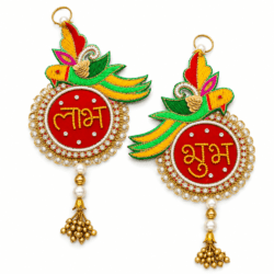 Red & Yellow Parrot Shubh Labh Decoration | Design 7