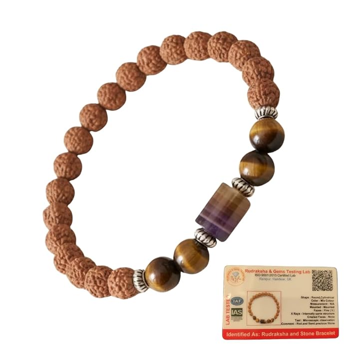 Leo Zodiac (Sinh Rashi) Rudraksha Gems Bracelet with Certificate - Image 2