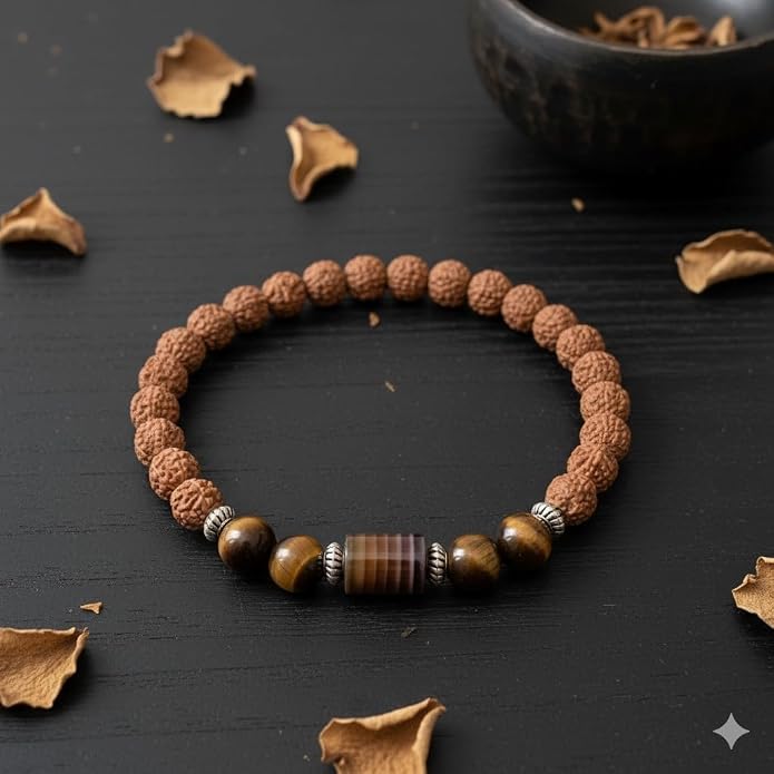 Leo Zodiac (Sinh Rashi) Rudraksha Gems Bracelet with Certificate - Image 6