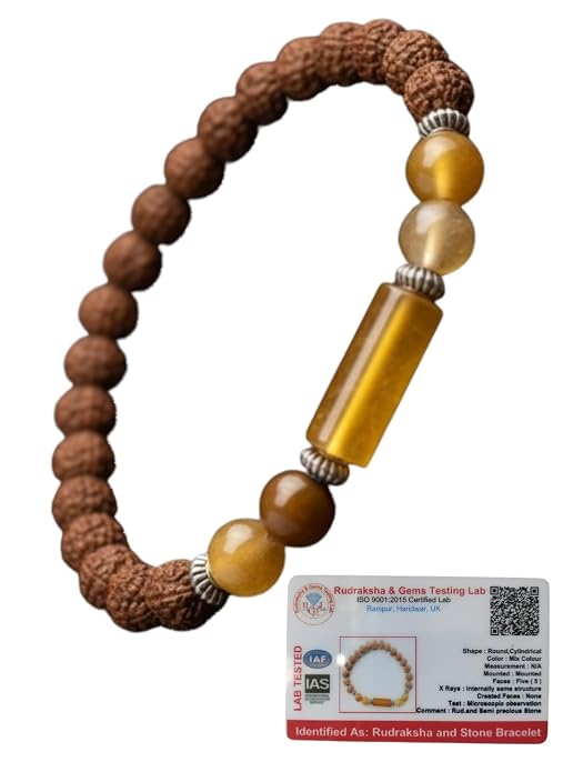 Pisces Zodiac Meen Rashi Rudraksha Gems Bracelet – With Certificate - Image 6