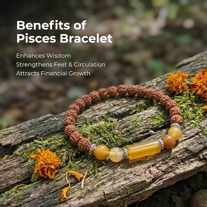 Pisces Zodiac Meen Rashi Rudraksha Gems Bracelet – With Certificate - Image 4