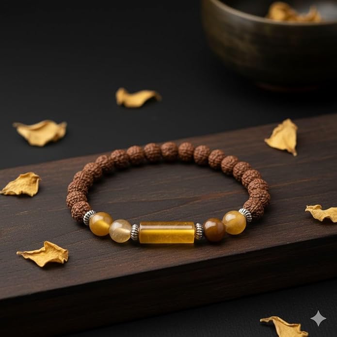 Pisces Zodiac Meen Rashi Rudraksha Gems Bracelet – With Certificate - Image 2