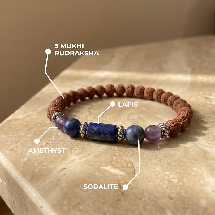 Capricorn Zodiac (Makar Rashi) Rudraksha Gems Bracelet with Certificate - Image 5