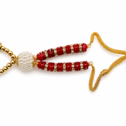 Red Chudi & Pearl Beaded Decorative Latkan Hanging – Pair