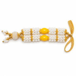 Yellow & Pearl Beaded Deity Shringar Mala