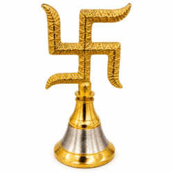 Swastik Ghanti – Golden & Silver Decorative Pooja Bell