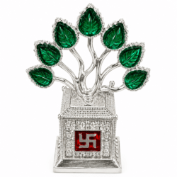 Silver Tulsi Plant Showpiece with Swastik