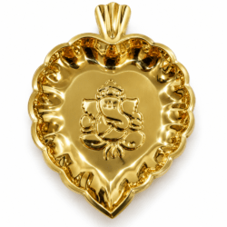 Brass Lord Ganesha Leaf-Shaped Pooja Thali