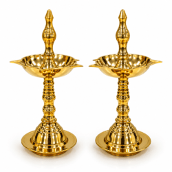 Traditional Brass Kerala Nilavilakku Diya Set of 2