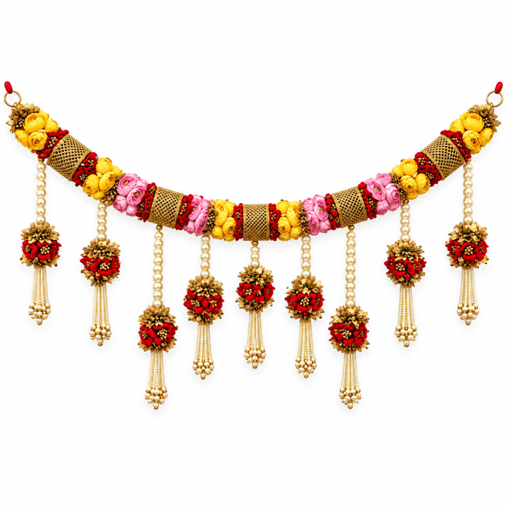 Heavy Metallic Floral Pearl Toran