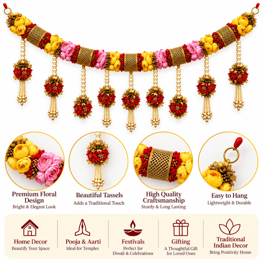 Heavy Metallic Floral Pearl Toran - Image 2