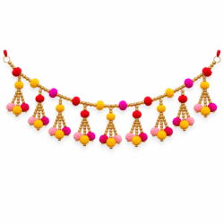 Premium Multicolour Pom Pom & Golden Beads Decorative Toran
